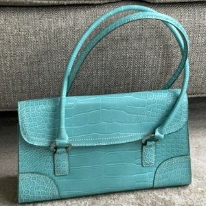 Tommy Hilfiger Retro Faux Croc Handbag Turquoise